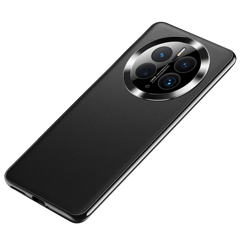 For Huawei Mate 50 Pro 4G PU Leather Coated TPU+PC Protective Cover Electroplating Anti-drop Phone Case