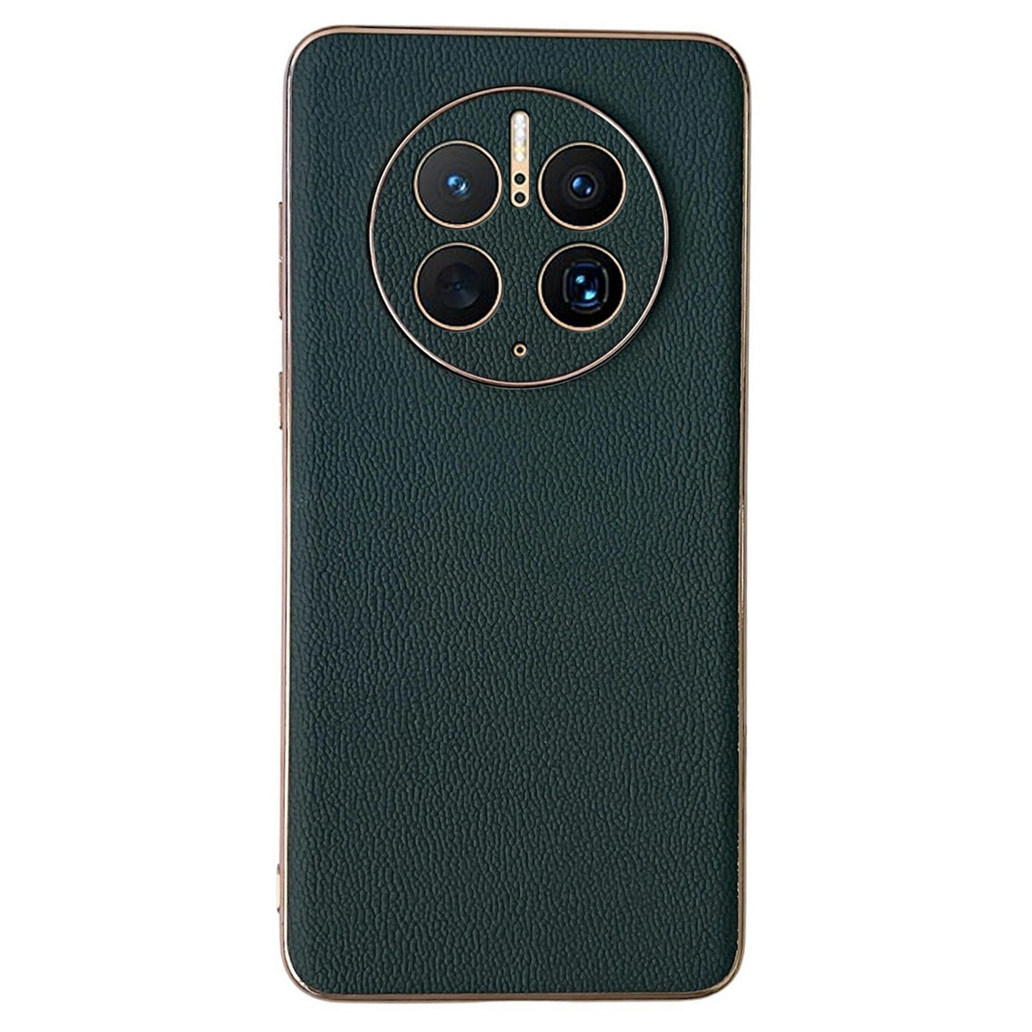 For Huawei Mate 50 Pro 4G Genuine Leather Coated PC + TPU Case Electroplating Anti-drop Phone Case