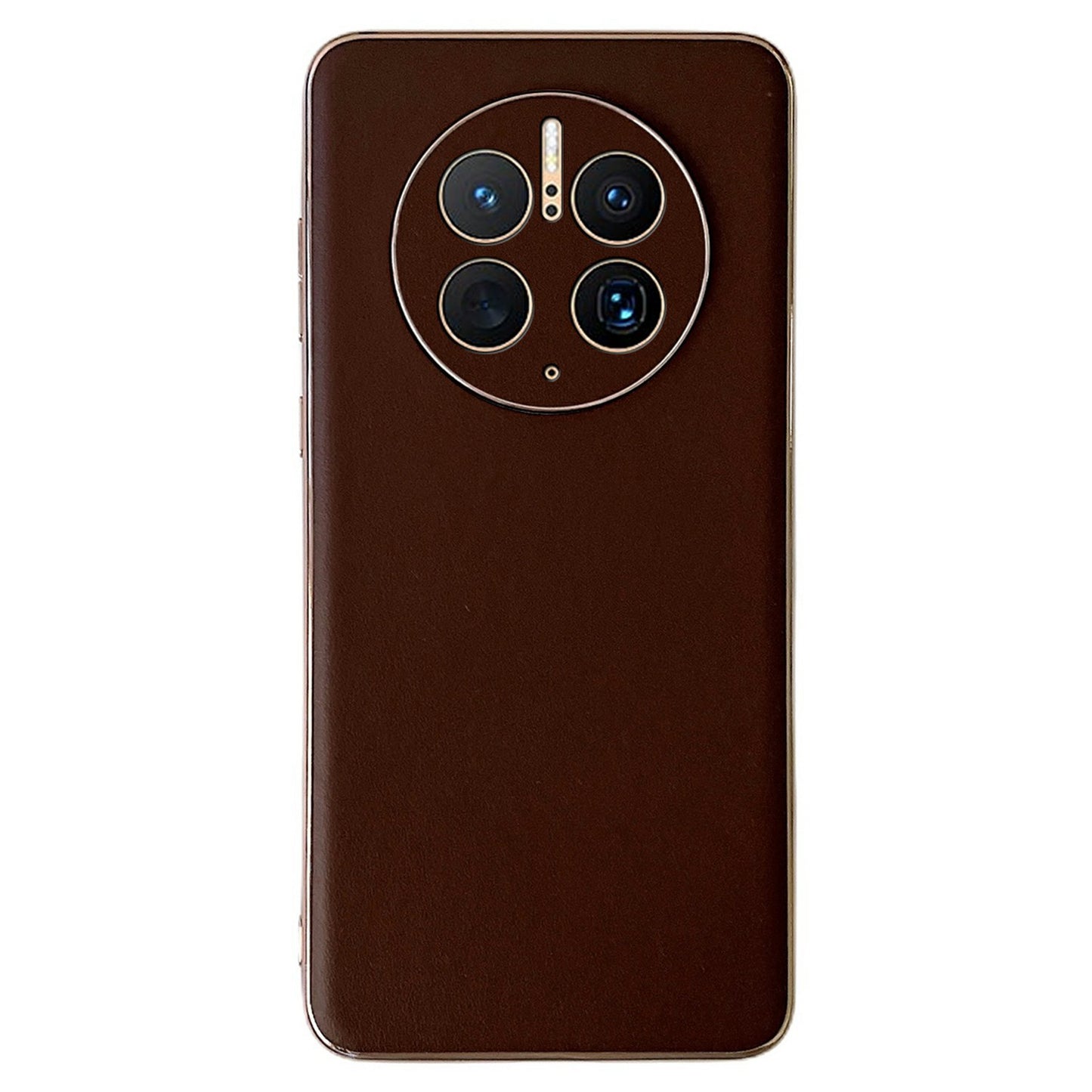For Huawei Mate 50 Pro 4G Genuine Leather Coated PC + TPU Case Electroplating Anti-drop Phone Case