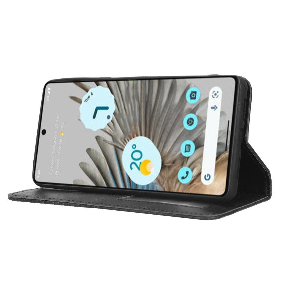 Cell Phone Cover For Google Pixel 7 5G, Wallet Case Magnetic Auto Closing PU Leather Retro Imprint Pattern Anti-Srcratch Phone Shell with Stand
