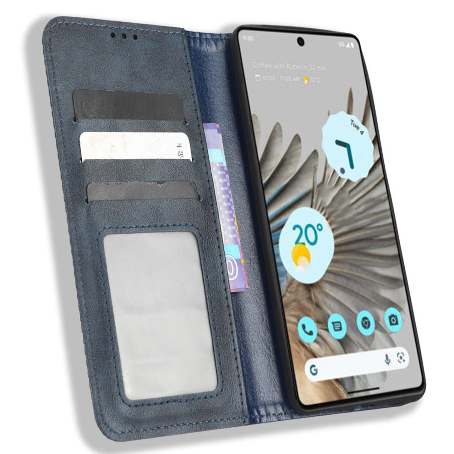 Cell Phone Cover For Google Pixel 7 5G, Wallet Case Magnetic Auto Closing PU Leather Retro Imprint Pattern Anti-Srcratch Phone Shell with Stand