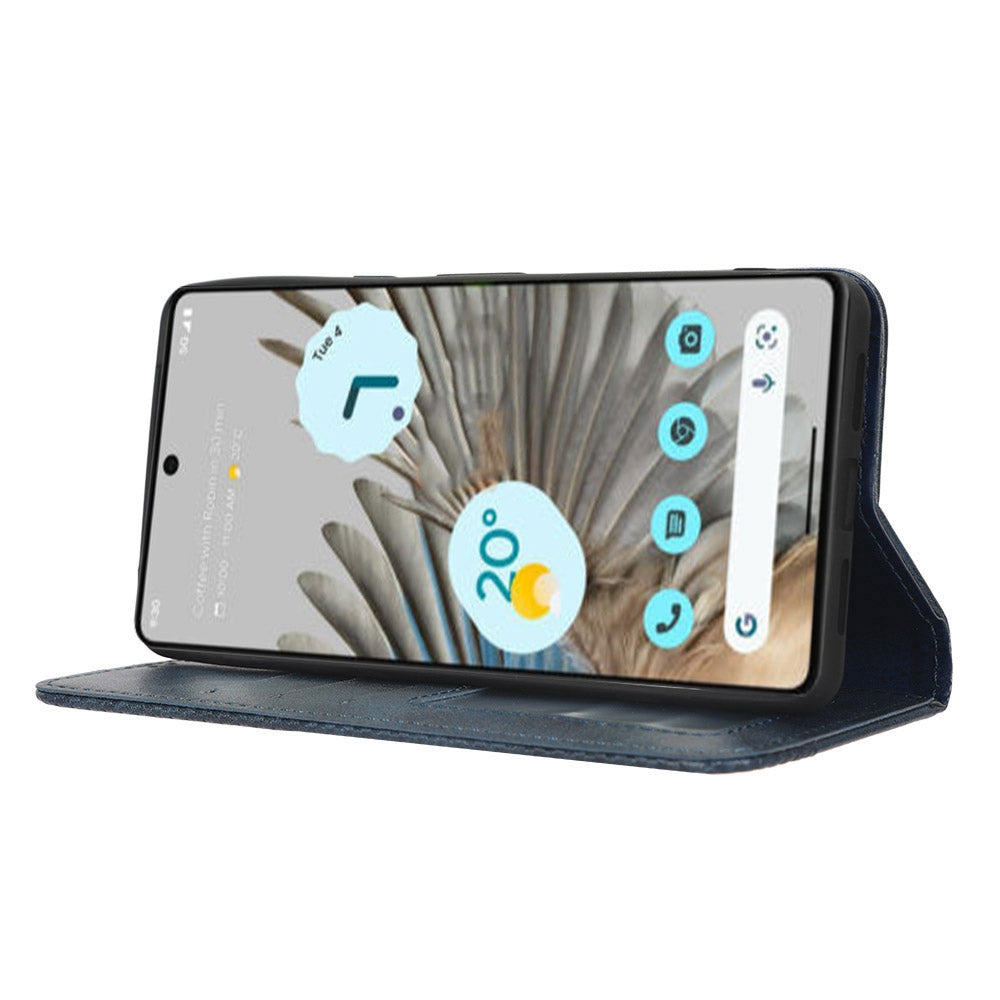 Cell Phone Cover For Google Pixel 7 5G, Wallet Case Magnetic Auto Closing PU Leather Retro Imprint Pattern Anti-Srcratch Phone Shell with Stand