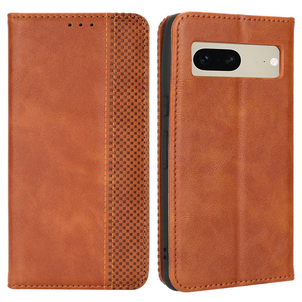 Cell Phone Cover For Google Pixel 7 5G, Wallet Case Magnetic Auto Closing PU Leather Retro Imprint Pattern Anti-Srcratch Phone Shell with Stand