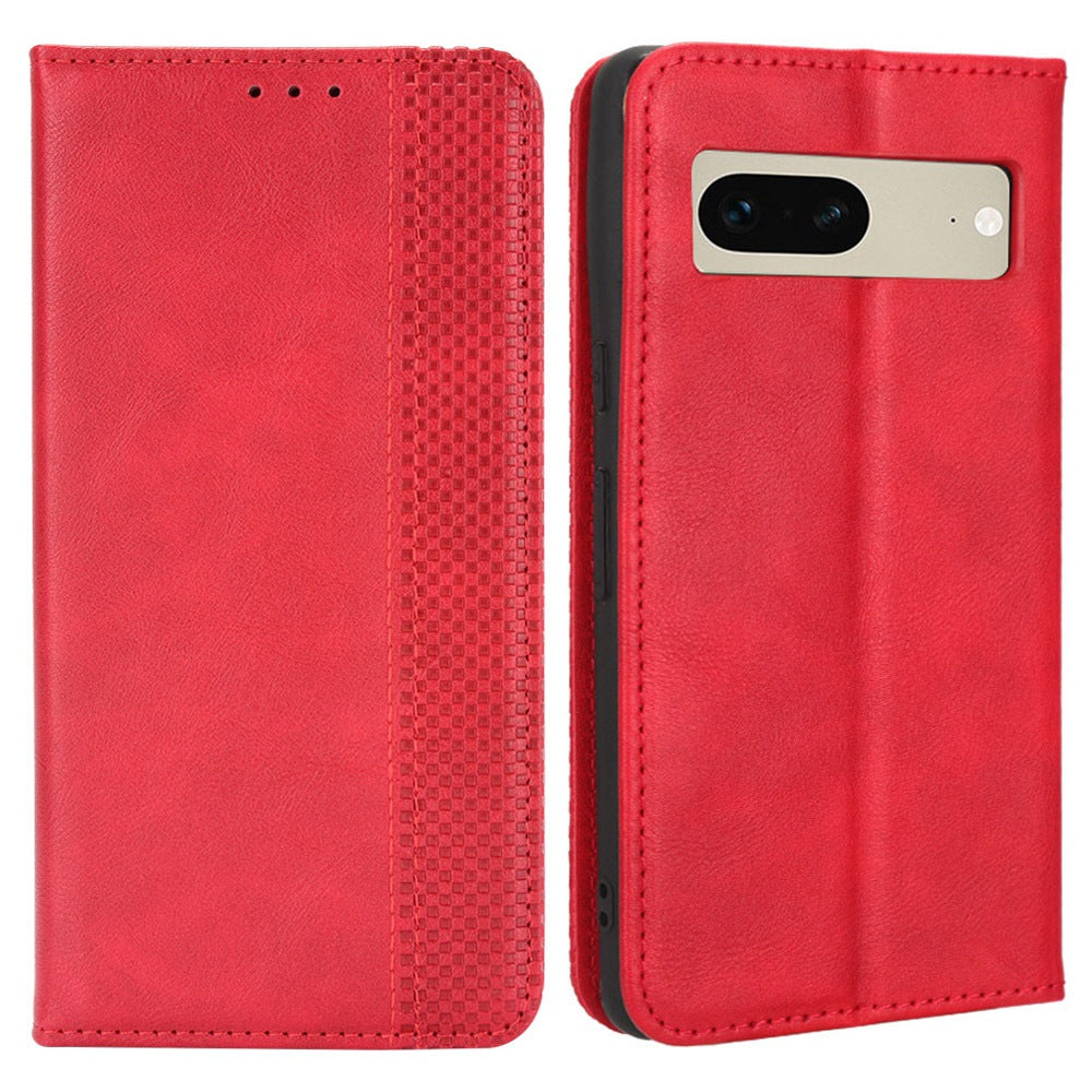 Cell Phone Cover For Google Pixel 7 5G, Wallet Case Magnetic Auto Closing PU Leather Retro Imprint Pattern Anti-Srcratch Phone Shell with Stand