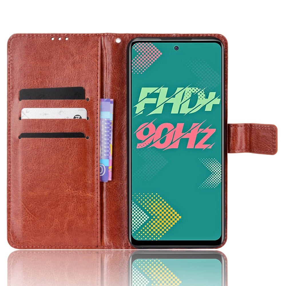 For Infinix Hot 11s / Infinix Hot 11s NFC 4G Anti-drop PU Leather Phone Case Crazy Horse Texture Wallet Stand Magnetic Clasp Phone Cover