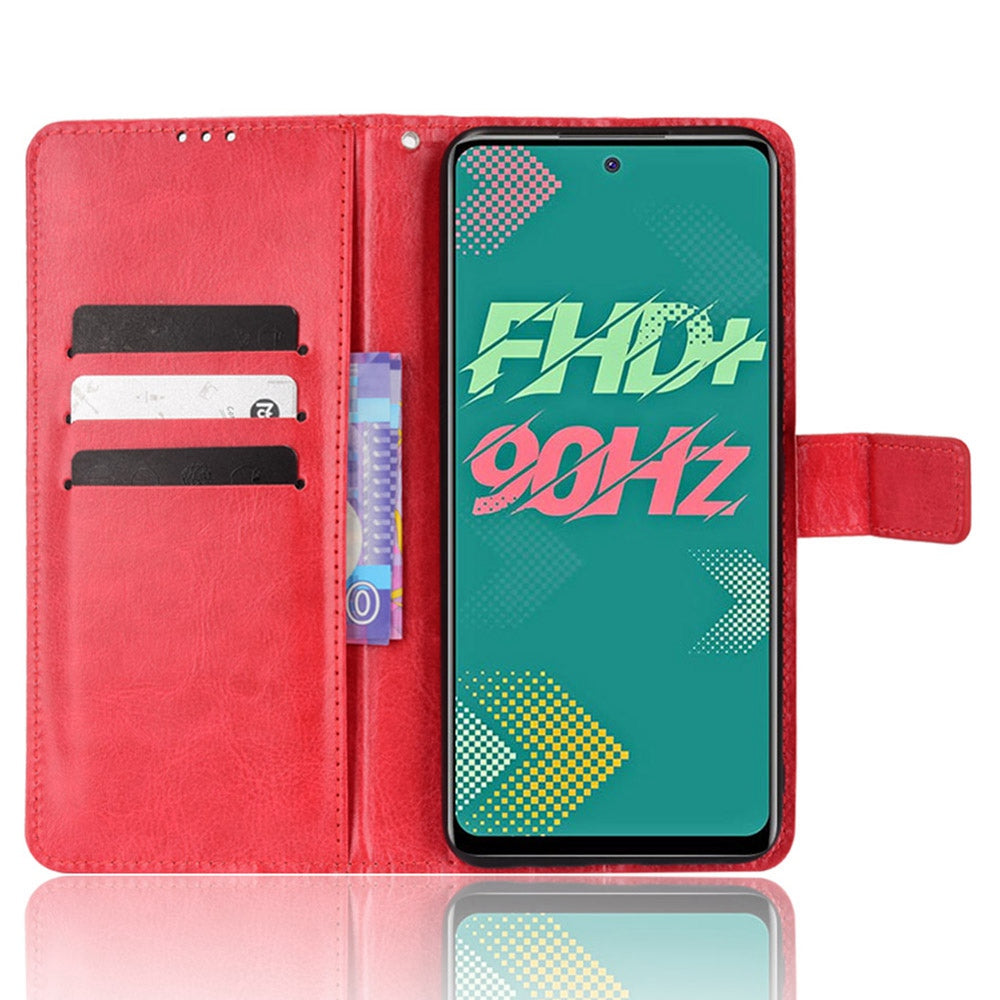 For Infinix Hot 11s / Infinix Hot 11s NFC 4G Anti-drop PU Leather Phone Case Crazy Horse Texture Wallet Stand Magnetic Clasp Phone Cover