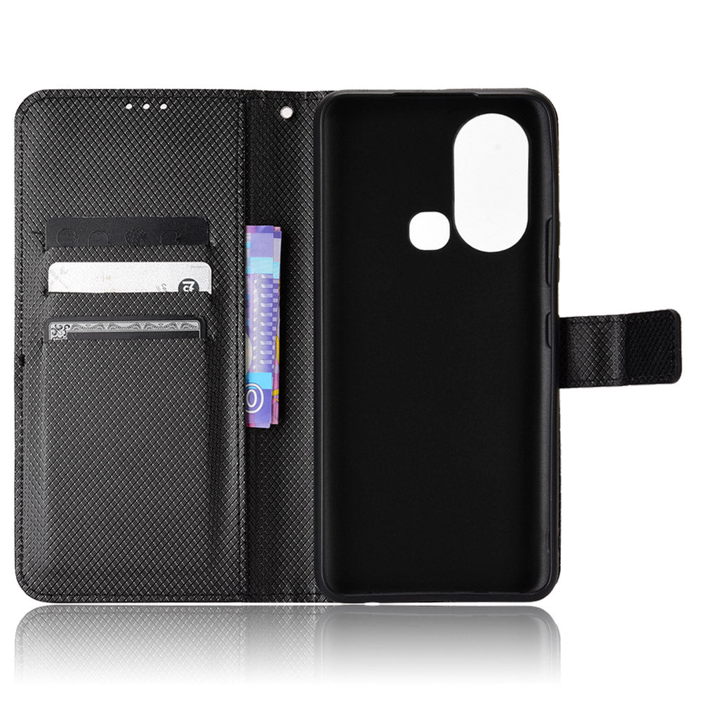 For Infinix Hot 11s / Hot 11s NFC 4G Wallet Phone Case Diamond Texture Anti-scratch PU Leather Cellphone Cover with Stand