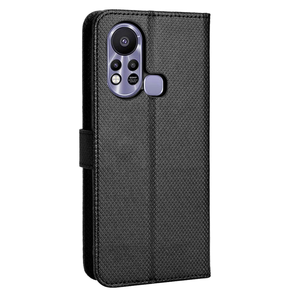 For Infinix Hot 11s / Hot 11s NFC 4G Wallet Phone Case Diamond Texture Anti-scratch PU Leather Cellphone Cover with Stand