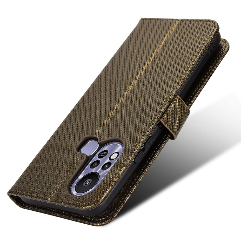 For Infinix Hot 11s / Hot 11s NFC 4G Wallet Phone Case Diamond Texture Anti-scratch PU Leather Cellphone Cover with Stand