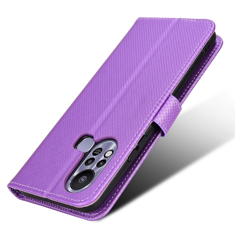 For Infinix Hot 11s / Hot 11s NFC 4G Wallet Phone Case Diamond Texture Anti-scratch PU Leather Cellphone Cover with Stand