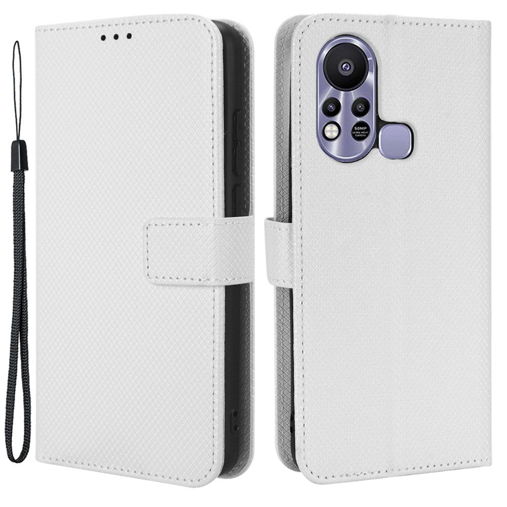 For Infinix Hot 11s / Hot 11s NFC 4G Wallet Phone Case Diamond Texture Anti-scratch PU Leather Cellphone Cover with Stand