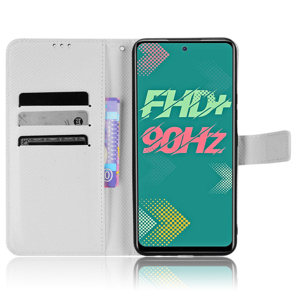 For Infinix Hot 11s / Hot 11s NFC 4G Wallet Phone Case Diamond Texture Anti-scratch PU Leather Cellphone Cover with Stand