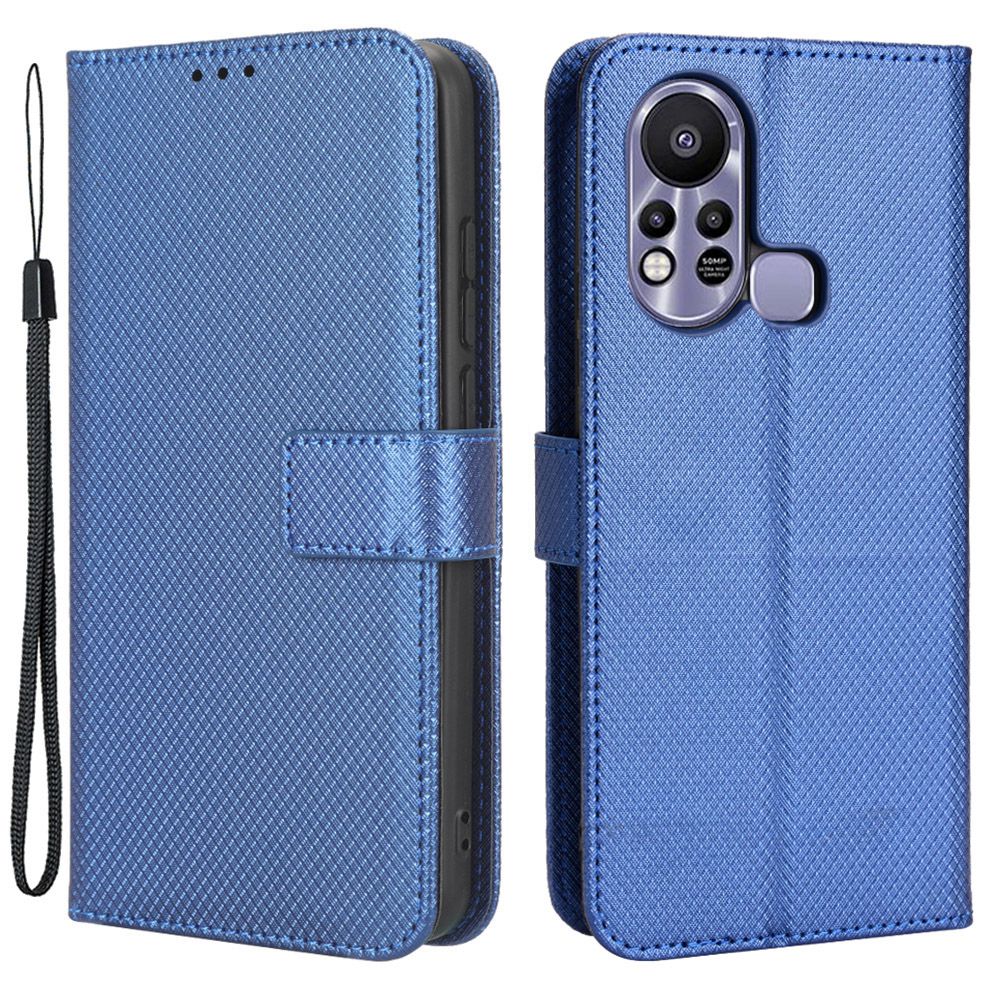 For Infinix Hot 11s / Hot 11s NFC 4G Wallet Phone Case Diamond Texture Anti-scratch PU Leather Cellphone Cover with Stand
