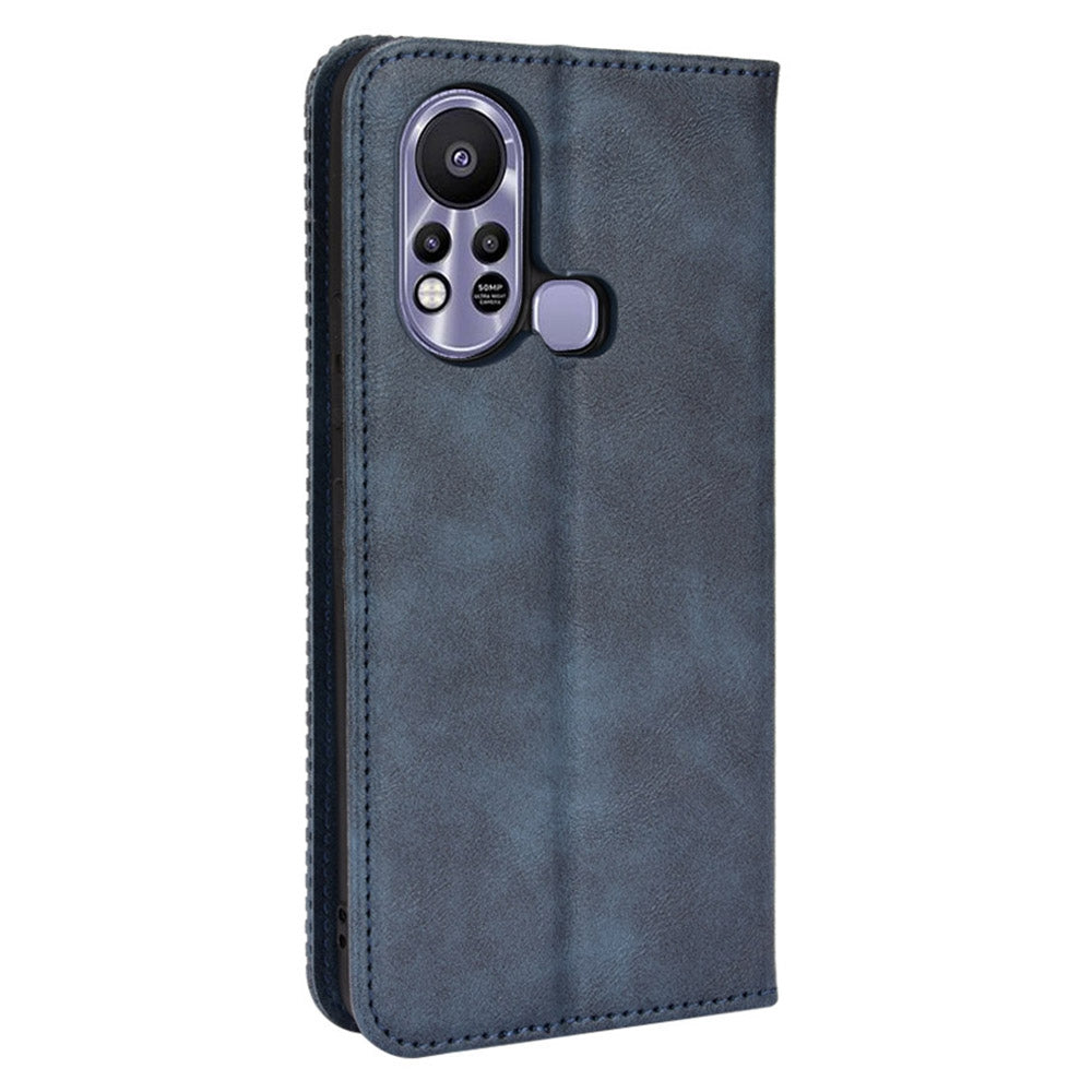 For Infinix Hot 11s / Hot 11s NFC 4G Retro Texture PU Leather Case Imprinted Pattern Magnetic Auto-absorbed Phone Stand Wallet Cover