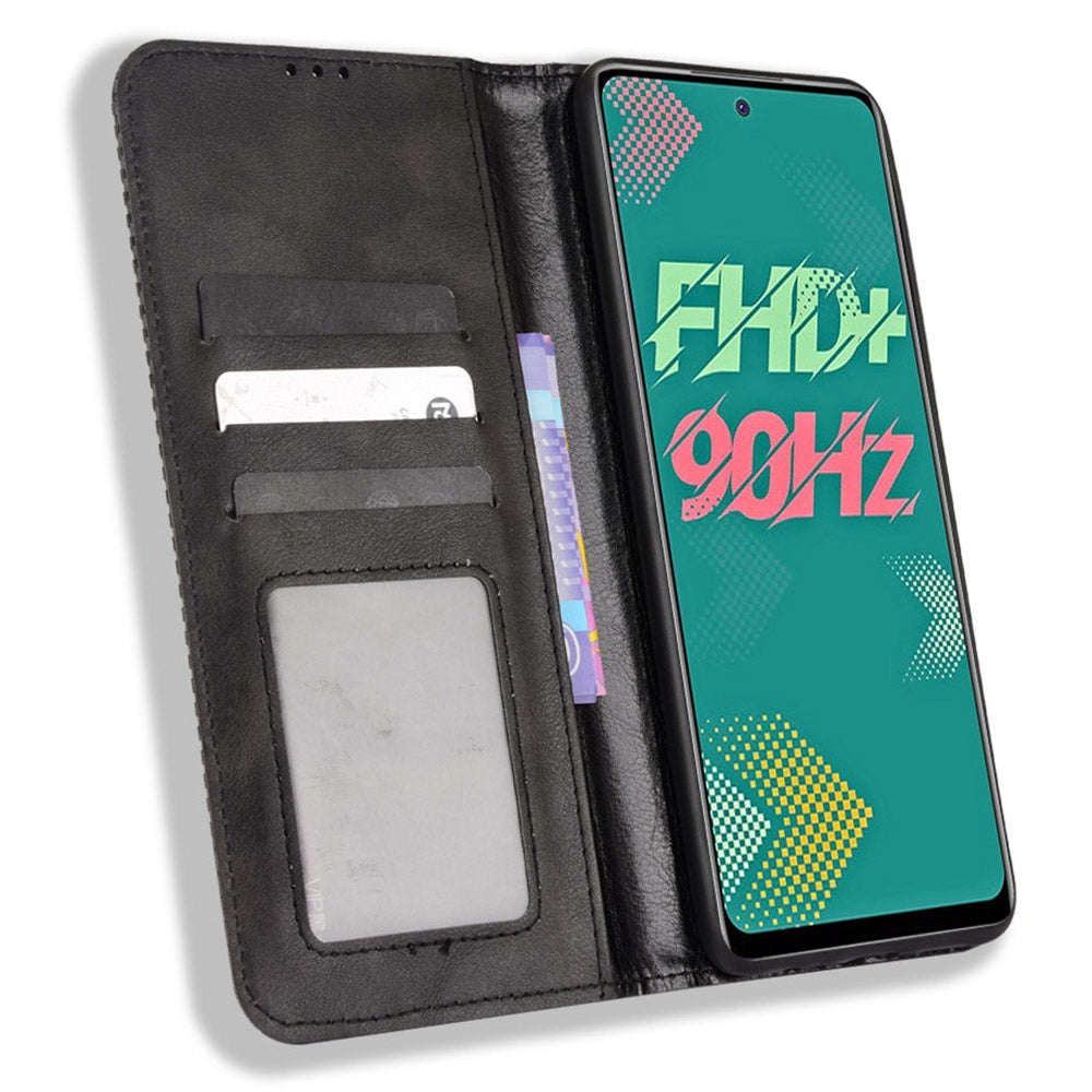 For Infinix Hot 11s / Hot 11s NFC 4G Retro Texture PU Leather Case Imprinted Pattern Magnetic Auto-absorbed Phone Stand Wallet Cover
