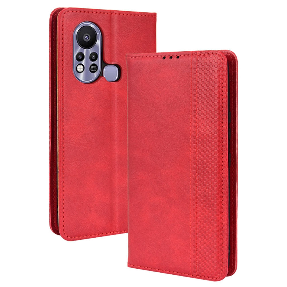 For Infinix Hot 11s / Hot 11s NFC 4G Retro Texture PU Leather Case Imprinted Pattern Magnetic Auto-absorbed Phone Stand Wallet Cover