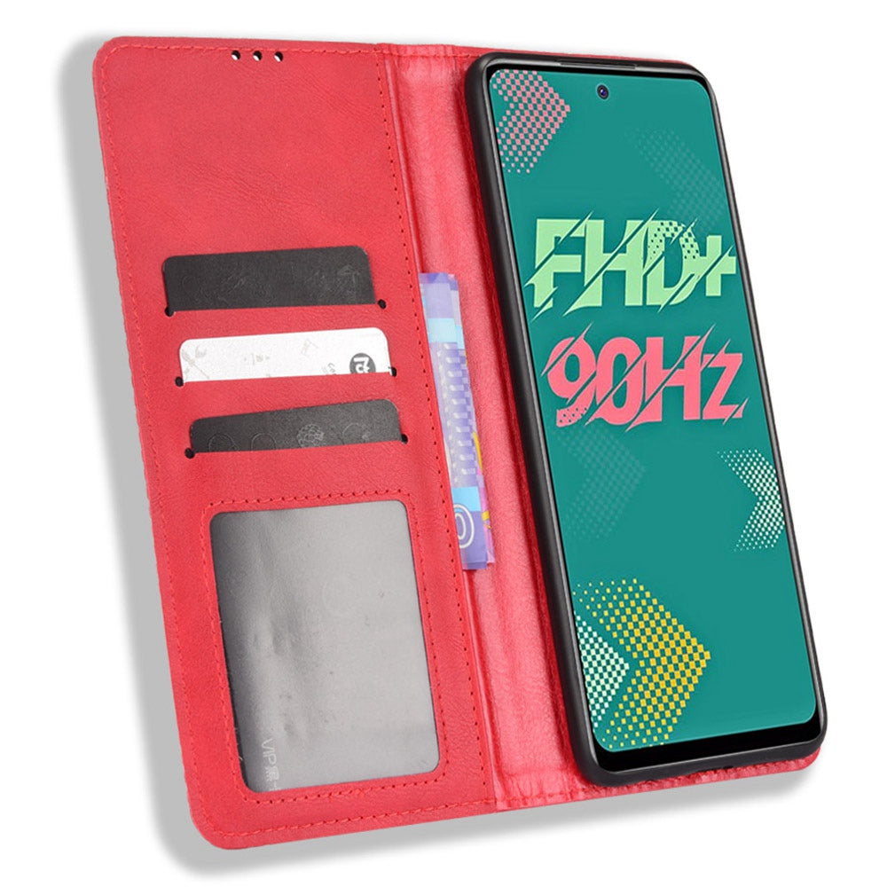 For Infinix Hot 11s / Hot 11s NFC 4G Retro Texture PU Leather Case Imprinted Pattern Magnetic Auto-absorbed Phone Stand Wallet Cover