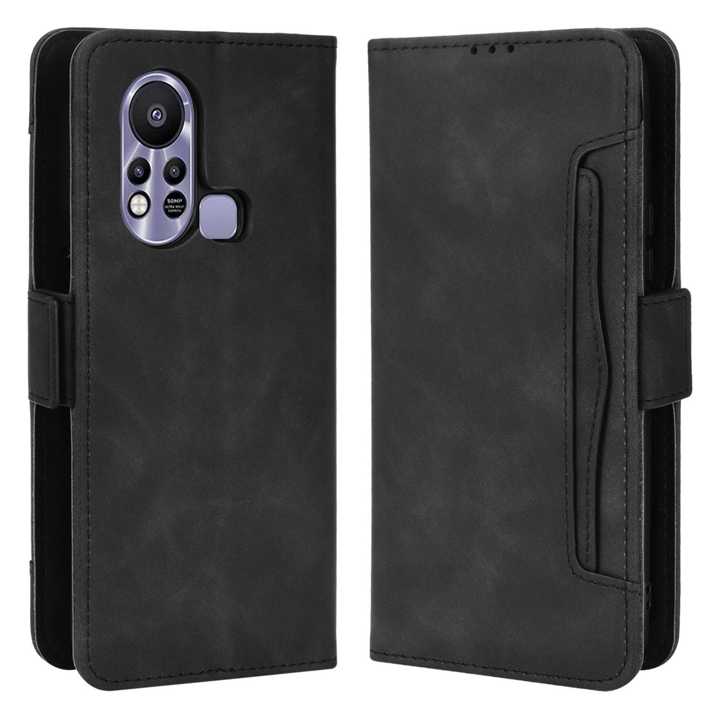 For Infinix Hot 11s / Hot 11s NFC 4G Multiple Card Slots PU Leather Case Dual Magnetic Clasp Phone Cover with Stand Wallet