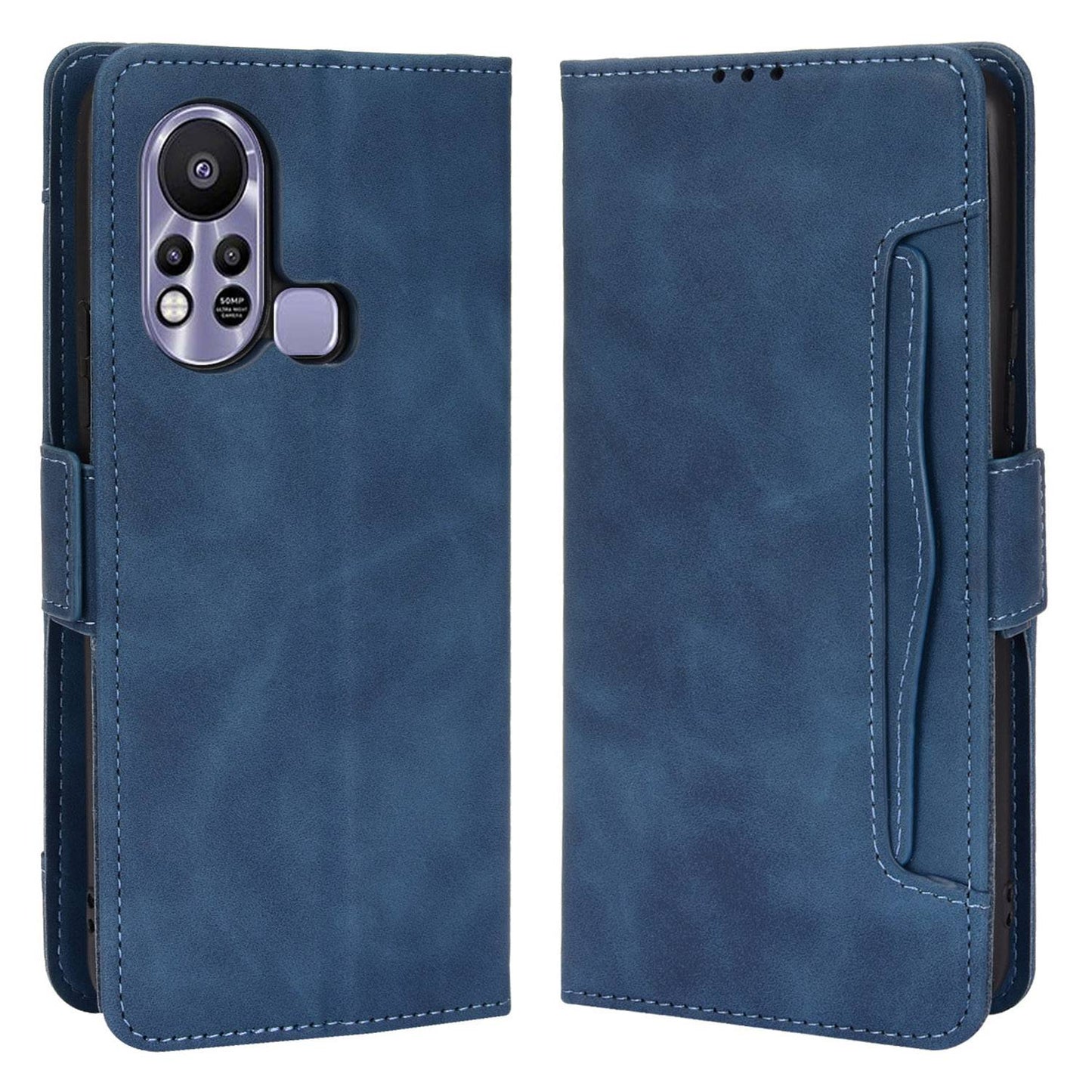 For Infinix Hot 11s / Hot 11s NFC 4G Multiple Card Slots PU Leather Case Dual Magnetic Clasp Phone Cover with Stand Wallet