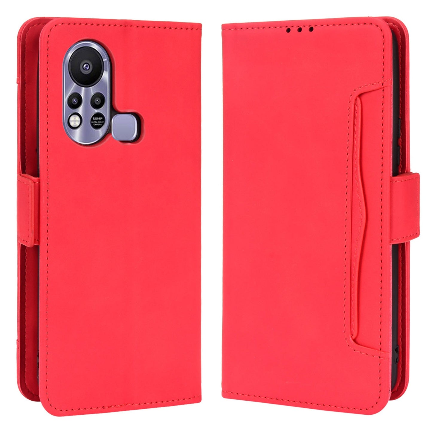 For Infinix Hot 11s / Hot 11s NFC 4G Multiple Card Slots PU Leather Case Dual Magnetic Clasp Phone Cover with Stand Wallet