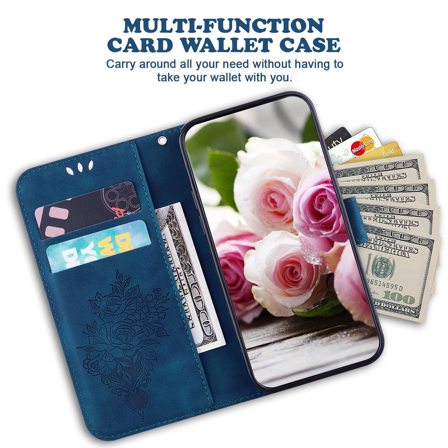 For Honor X9 4G / 5G Imprinted Rose Butterfly Leather Flip Phone Case Stand Magnetic Protective Wallet Cover with Strap