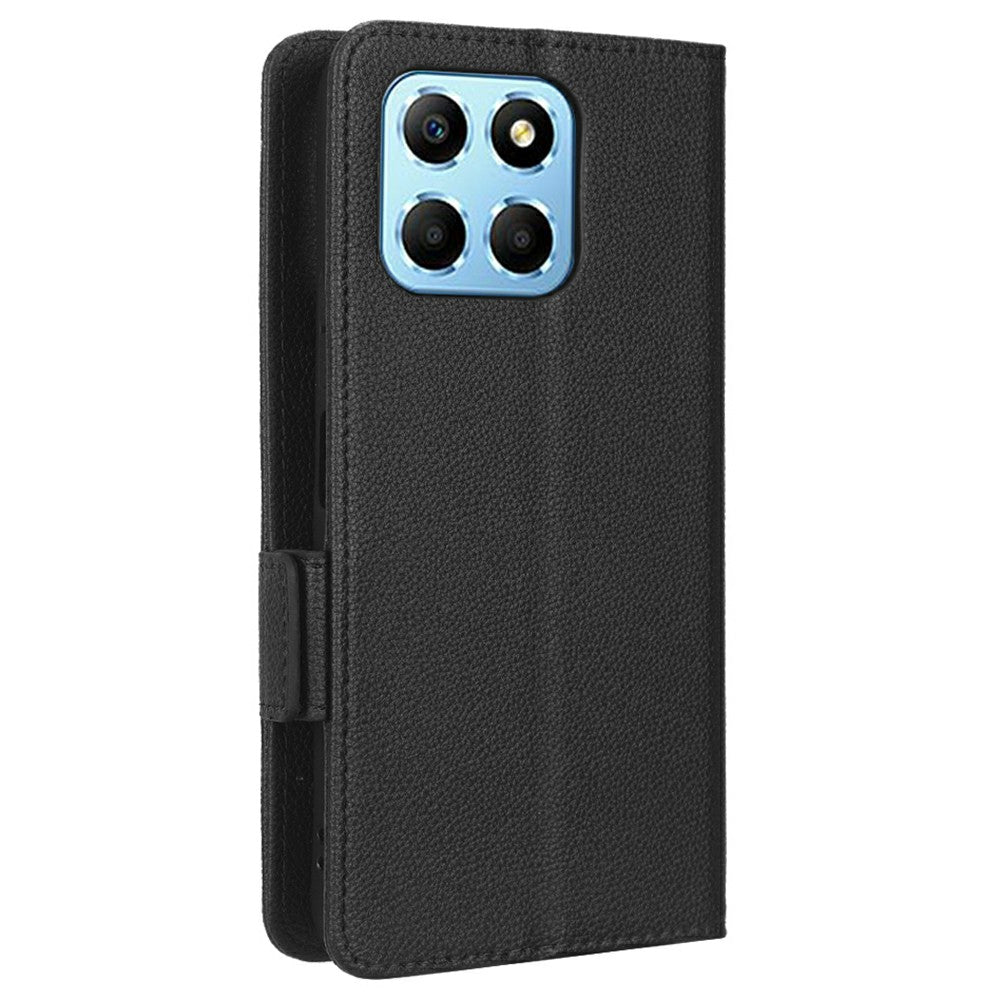 For Honor X8 5G Litchi Texture PU Leather Wallet Case Stand Feature Dual Magnetic Clasp Protective Shockproof Phone Cover