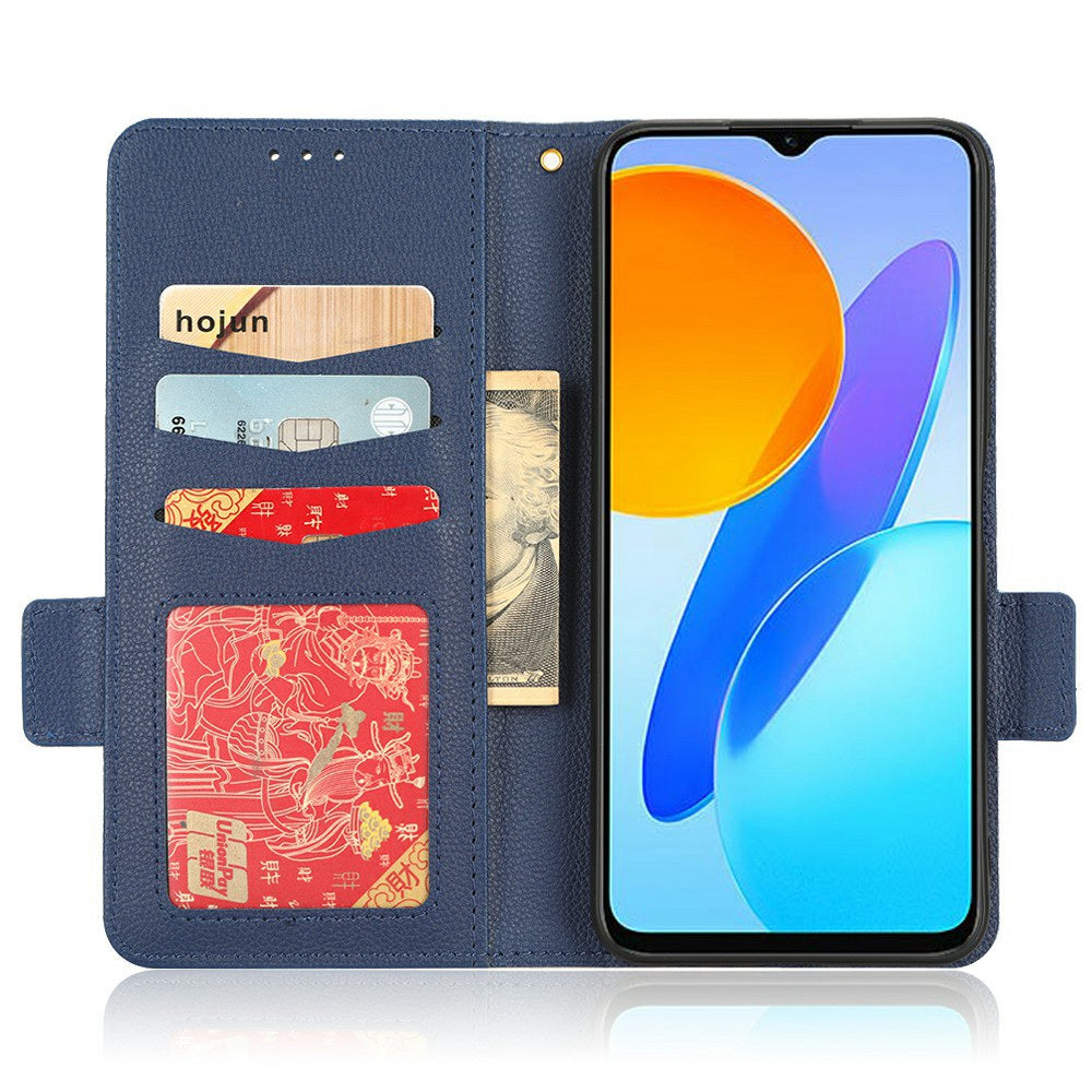 For Honor X8 5G Litchi Texture PU Leather Wallet Case Stand Feature Dual Magnetic Clasp Protective Shockproof Phone Cover
