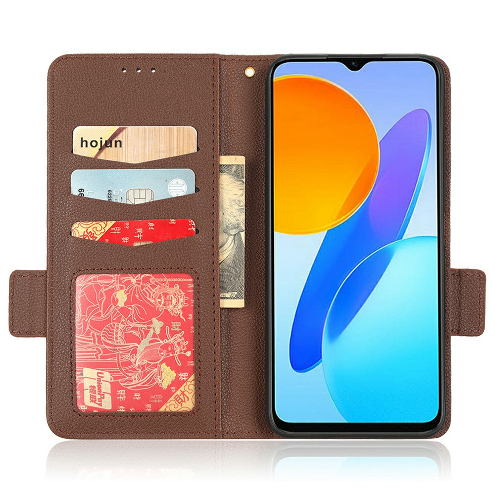 For Honor X8 5G Litchi Texture PU Leather Wallet Case Stand Feature Dual Magnetic Clasp Protective Shockproof Phone Cover