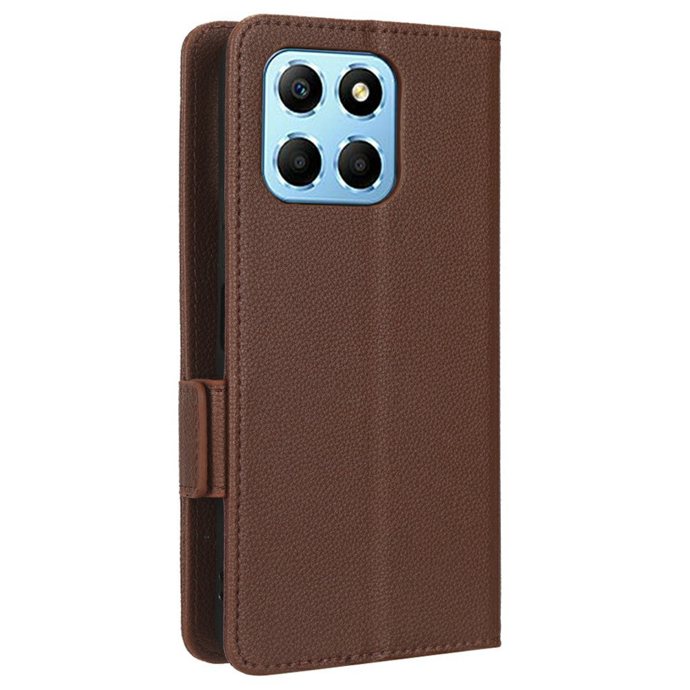 For Honor X8 5G Litchi Texture PU Leather Wallet Case Stand Feature Dual Magnetic Clasp Protective Shockproof Phone Cover