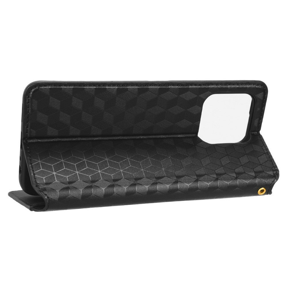 For Honor X8 5G PU Leather Flip Cover Imprinted Rhombus Pattern Magnetic Auto-absorbed Stand Wallet Phone Case