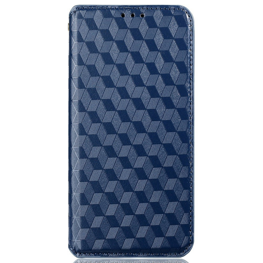 For Honor X8 5G PU Leather Flip Cover Imprinted Rhombus Pattern Magnetic Auto-absorbed Stand Wallet Phone Case