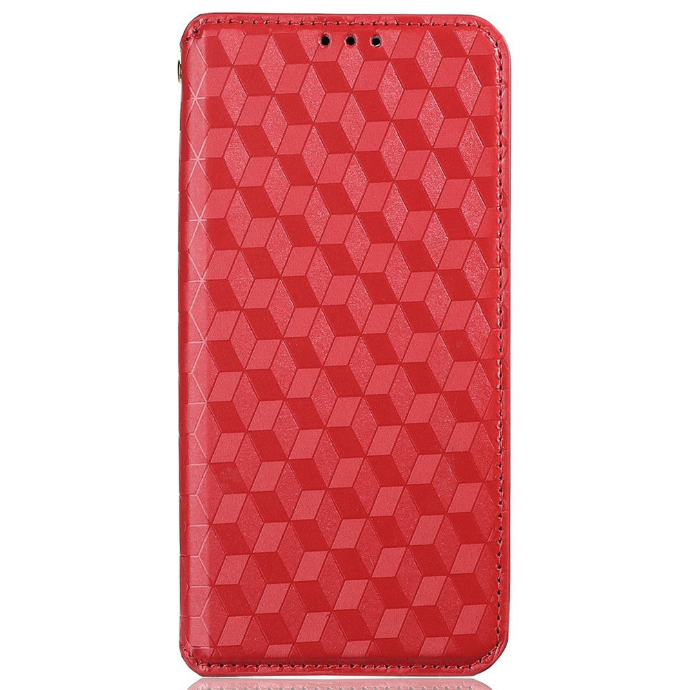 For Honor X8 5G PU Leather Flip Cover Imprinted Rhombus Pattern Magnetic Auto-absorbed Stand Wallet Phone Case