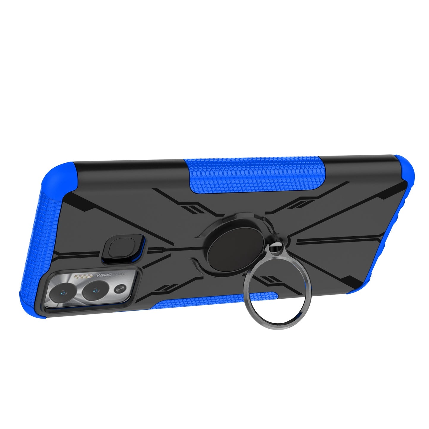 For Infinix Hot 12 Play 4G PC + TPU 2-in-1 Phone Drop-proof Cover Ring Kickstand Design Protective Back Case