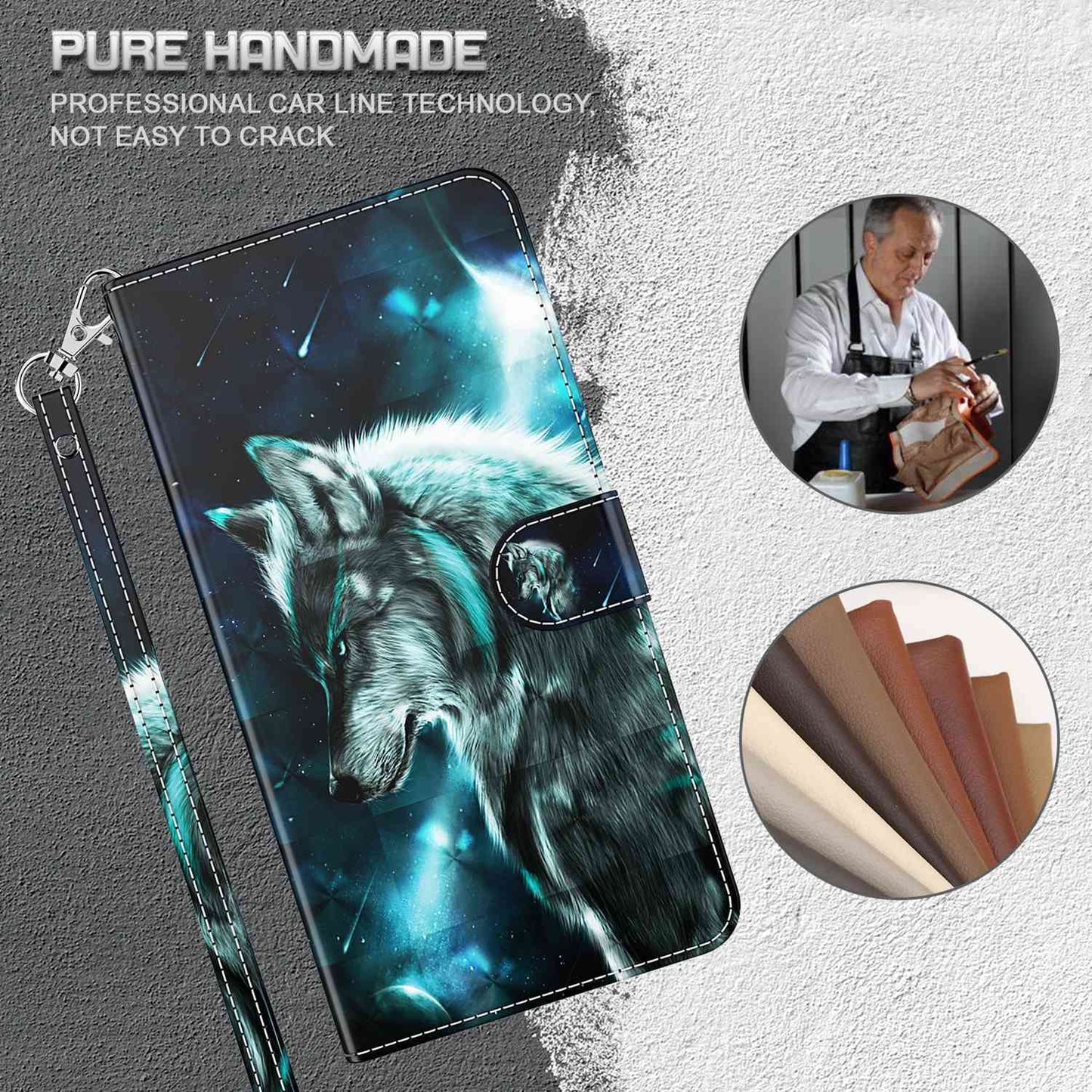 For Honor X8 4G PU Leather Folio Flip Wallet Phone Case Stand Function 3D Creative Pattern Printed Design Full-Body Protective Cover with Strap