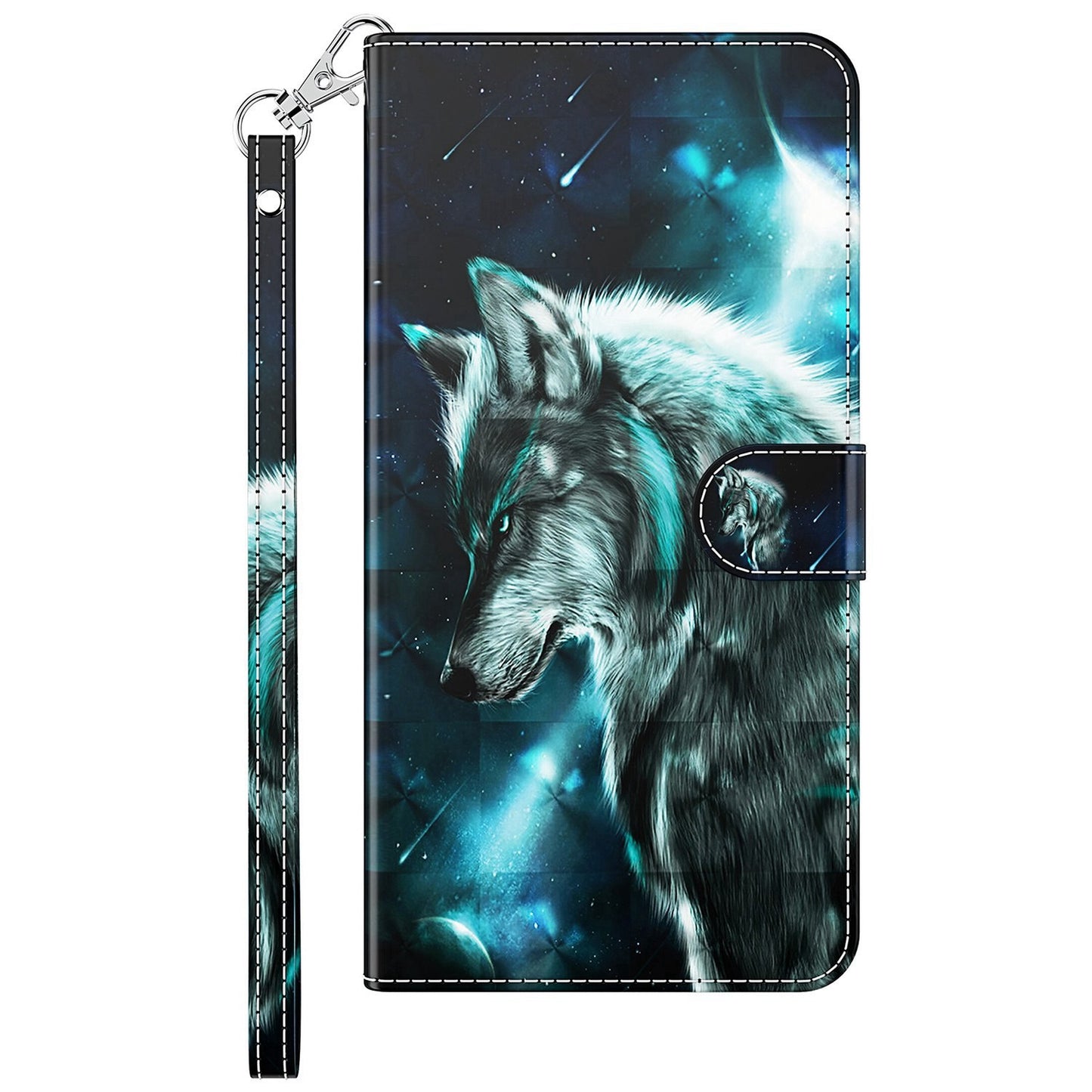 For Honor X8 4G PU Leather Folio Flip Wallet Phone Case Stand Function 3D Creative Pattern Printed Design Full-Body Protective Cover with Strap
