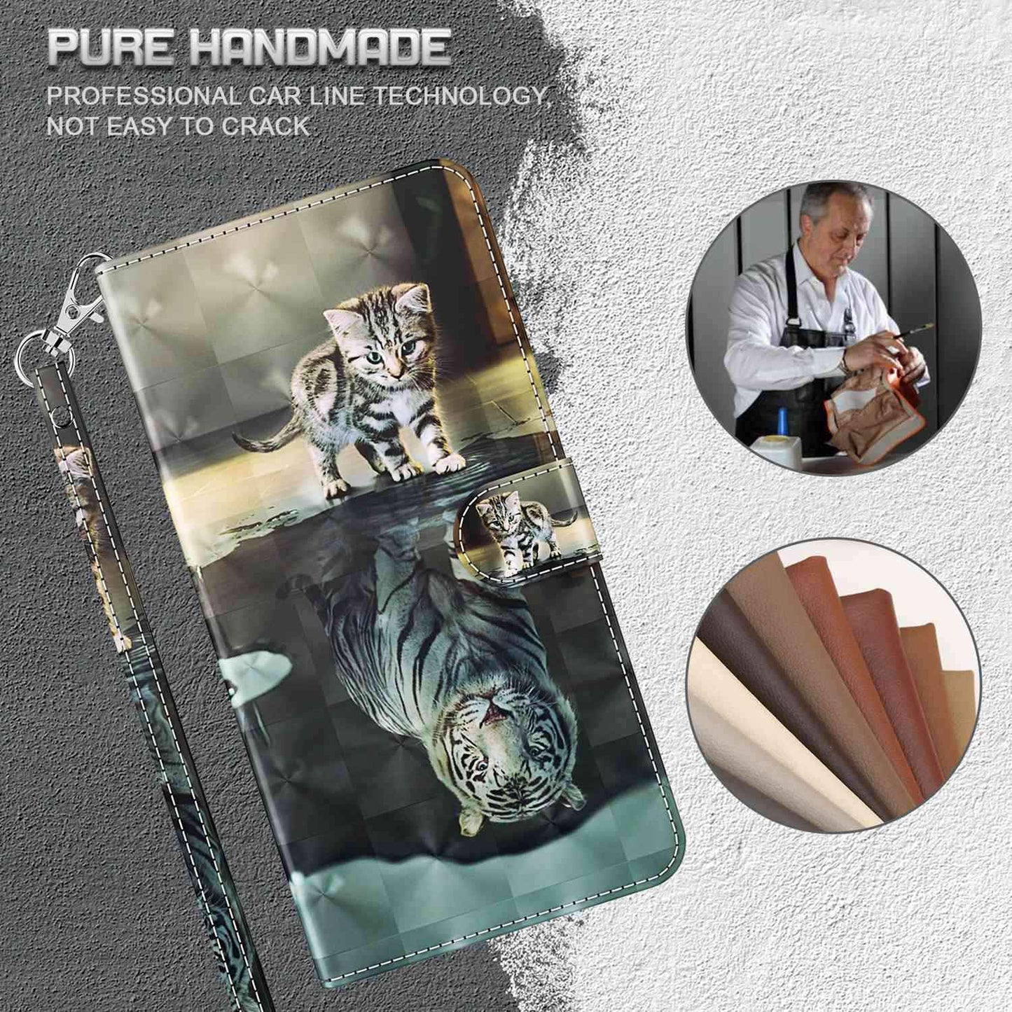 For Honor X8 4G PU Leather Folio Flip Wallet Phone Case Stand Function 3D Creative Pattern Printed Design Full-Body Protective Cover with Strap
