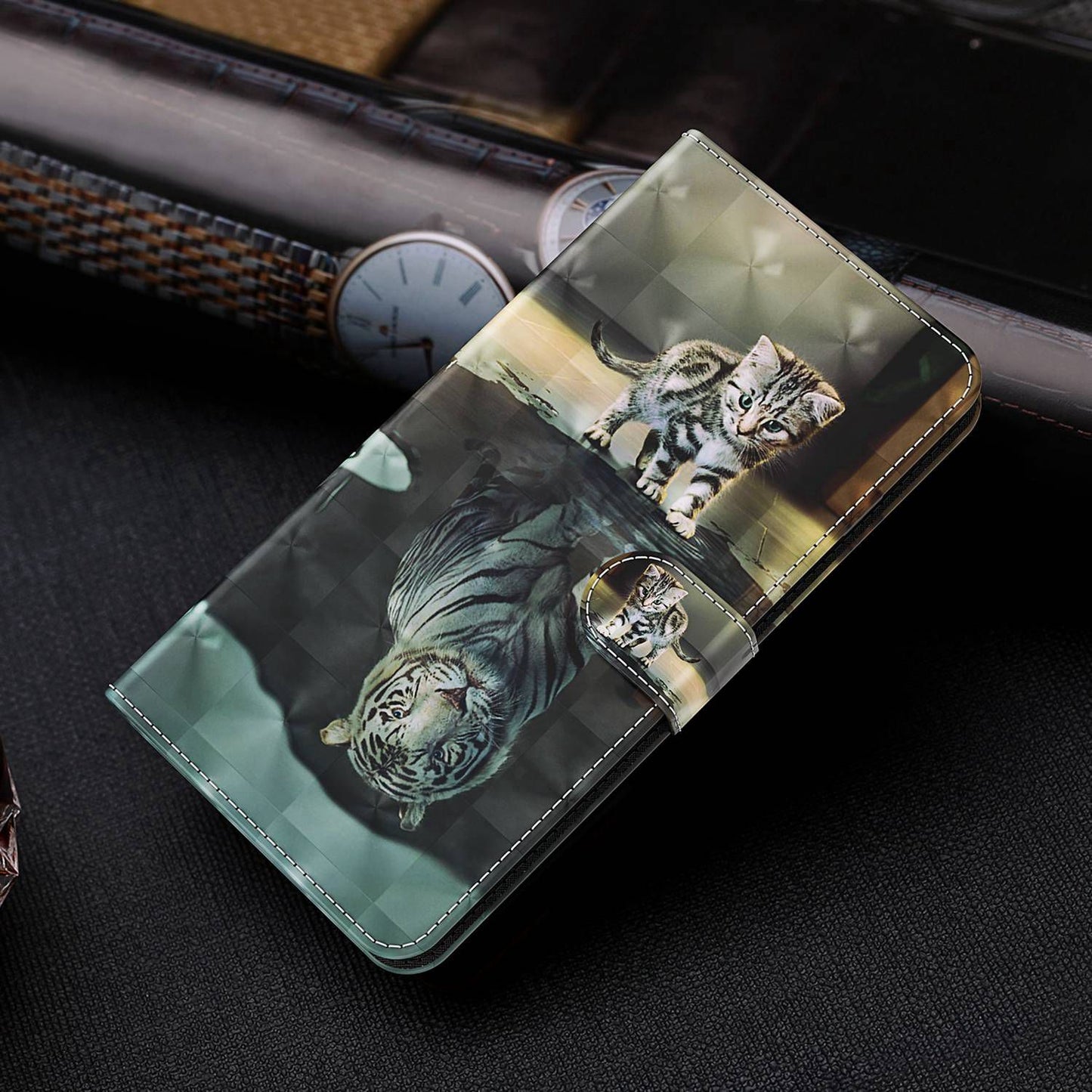 For Honor X8 4G PU Leather Folio Flip Wallet Phone Case Stand Function 3D Creative Pattern Printed Design Full-Body Protective Cover with Strap