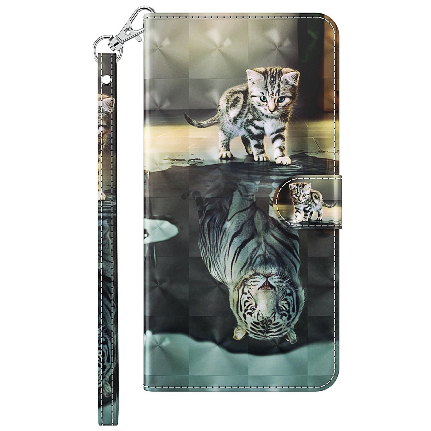 For Honor X8 4G PU Leather Folio Flip Wallet Phone Case Stand Function 3D Creative Pattern Printed Design Full-Body Protective Cover with Strap