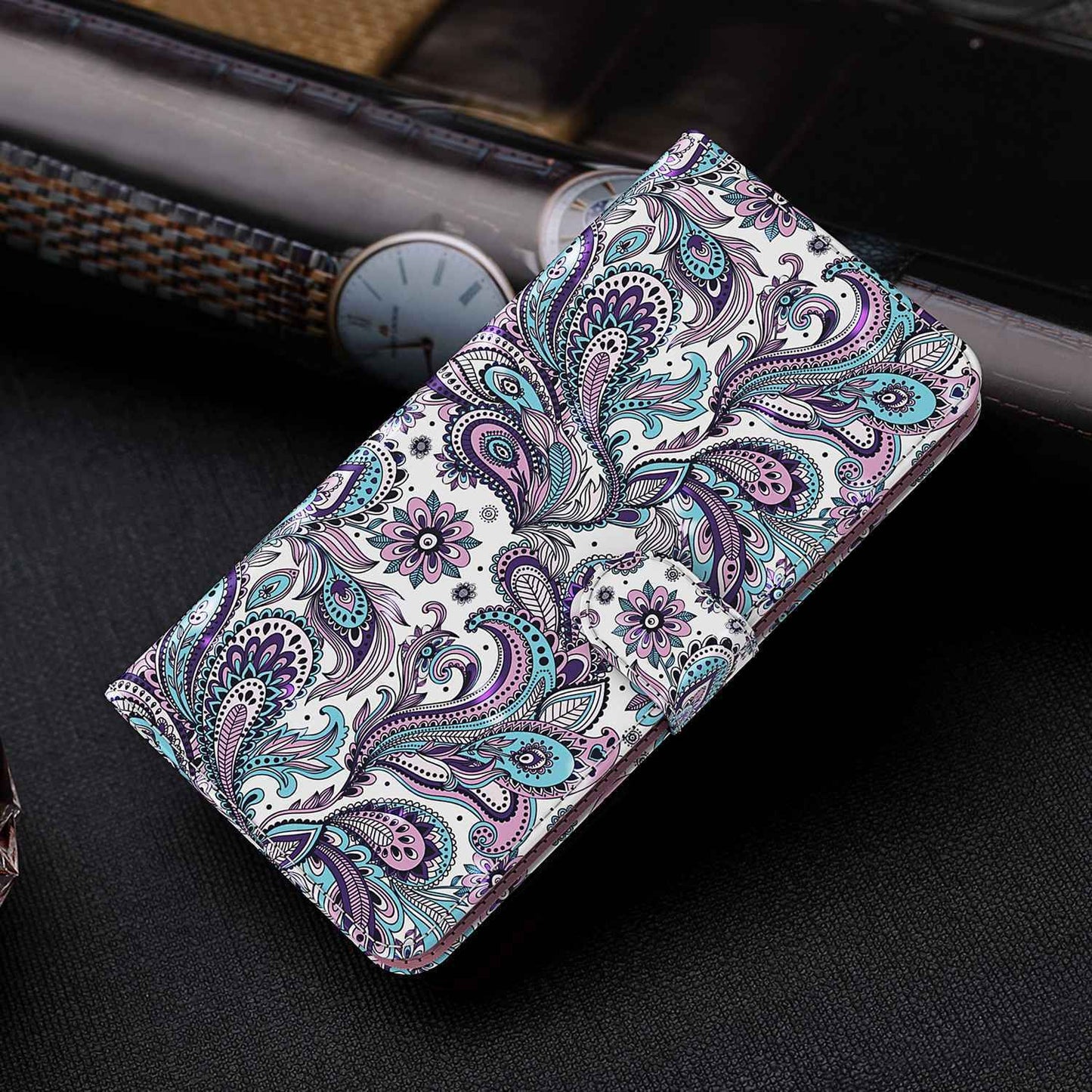 For Honor X8 4G PU Leather Folio Flip Wallet Phone Case Stand Function 3D Creative Pattern Printed Design Full-Body Protective Cover with Strap