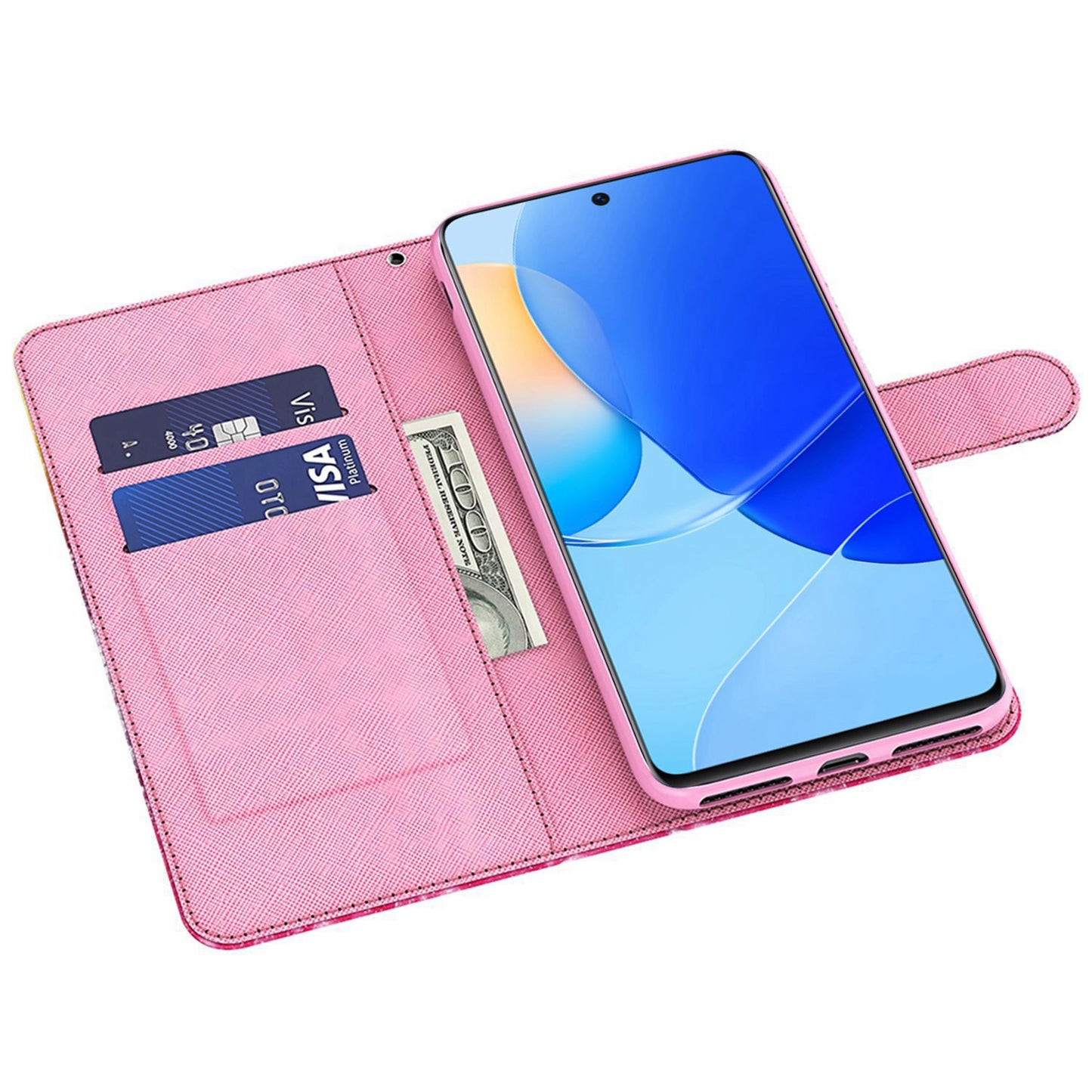For Honor X8 4G PU Leather Folio Flip Wallet Phone Case Stand Function 3D Creative Pattern Printed Design Full-Body Protective Cover with Strap