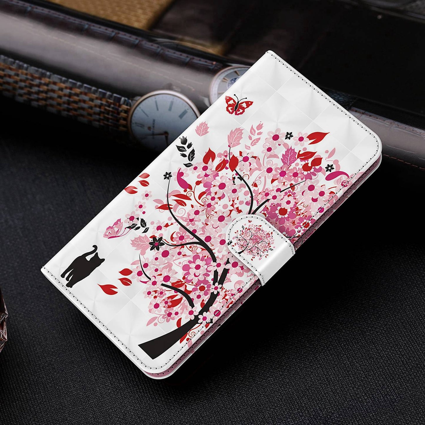 For Honor X8 4G PU Leather Folio Flip Wallet Phone Case Stand Function 3D Creative Pattern Printed Design Full-Body Protective Cover with Strap