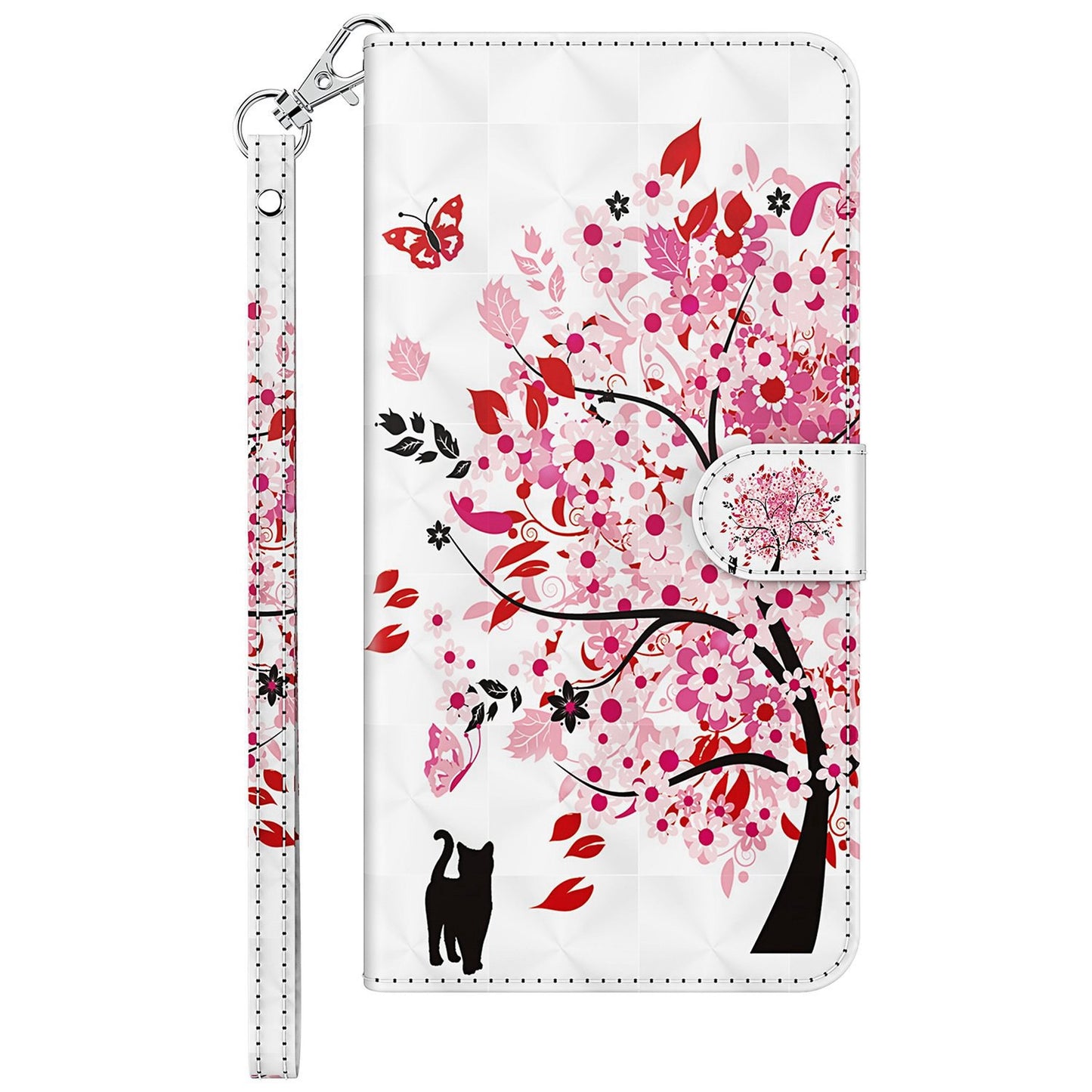 For Honor X8 4G PU Leather Folio Flip Wallet Phone Case Stand Function 3D Creative Pattern Printed Design Full-Body Protective Cover with Strap