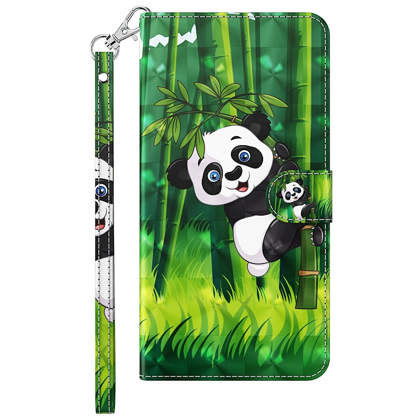 For Honor X8 4G PU Leather Folio Flip Wallet Phone Case Stand Function 3D Creative Pattern Printed Design Full-Body Protective Cover with Strap