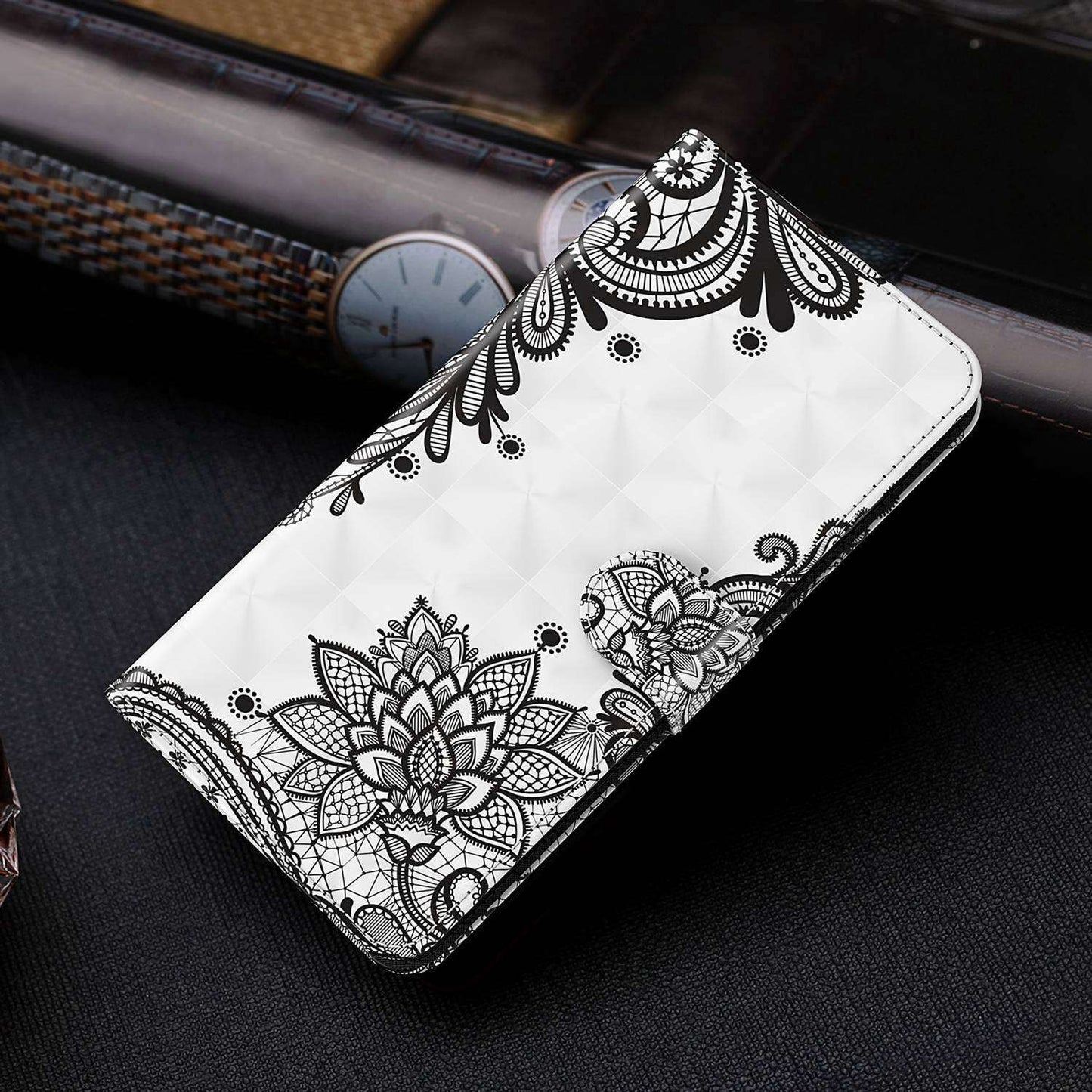 For Honor X8 4G PU Leather Folio Flip Wallet Phone Case Stand Function 3D Creative Pattern Printed Design Full-Body Protective Cover with Strap