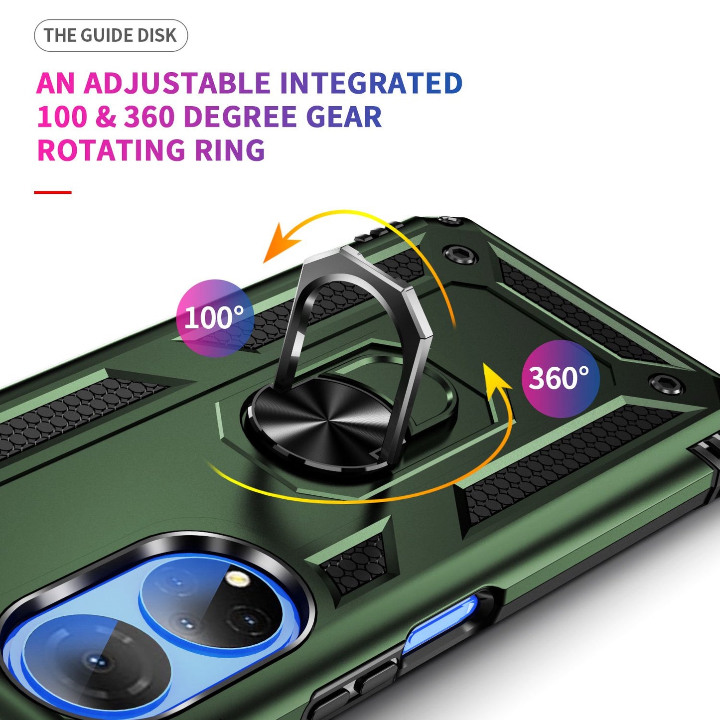 For Honor X7 Military Grade Protective Case Ring Kickstand Hybrid PC + TPU Shockproof Phone Cover
