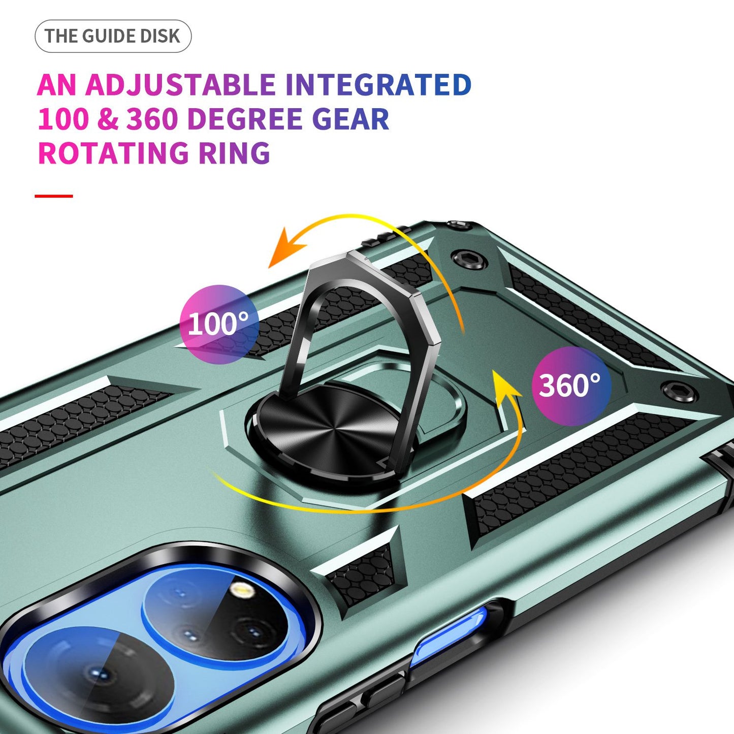 For Honor X7 Military Grade Protective Case Ring Kickstand Hybrid PC + TPU Shockproof Phone Cover