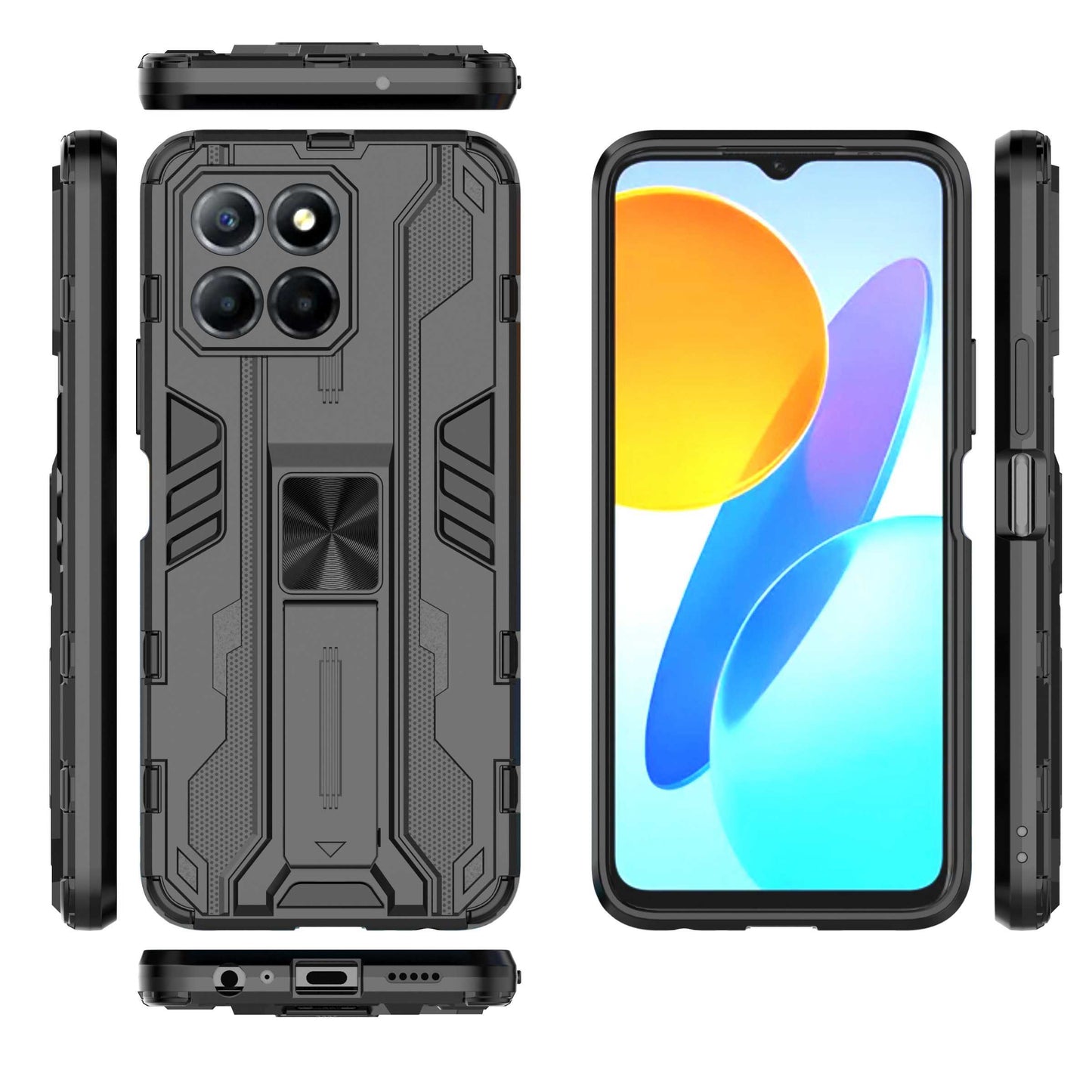 For Honor X8 5G Kickstand Phone Case Anti-drop Hard PC Soft TPU Shockproof Cover