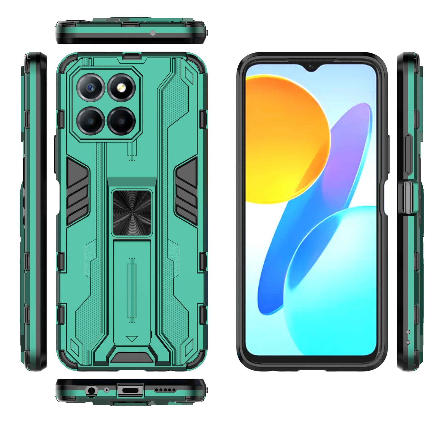 For Honor X8 5G Kickstand Phone Case Anti-drop Hard PC Soft TPU Shockproof Cover