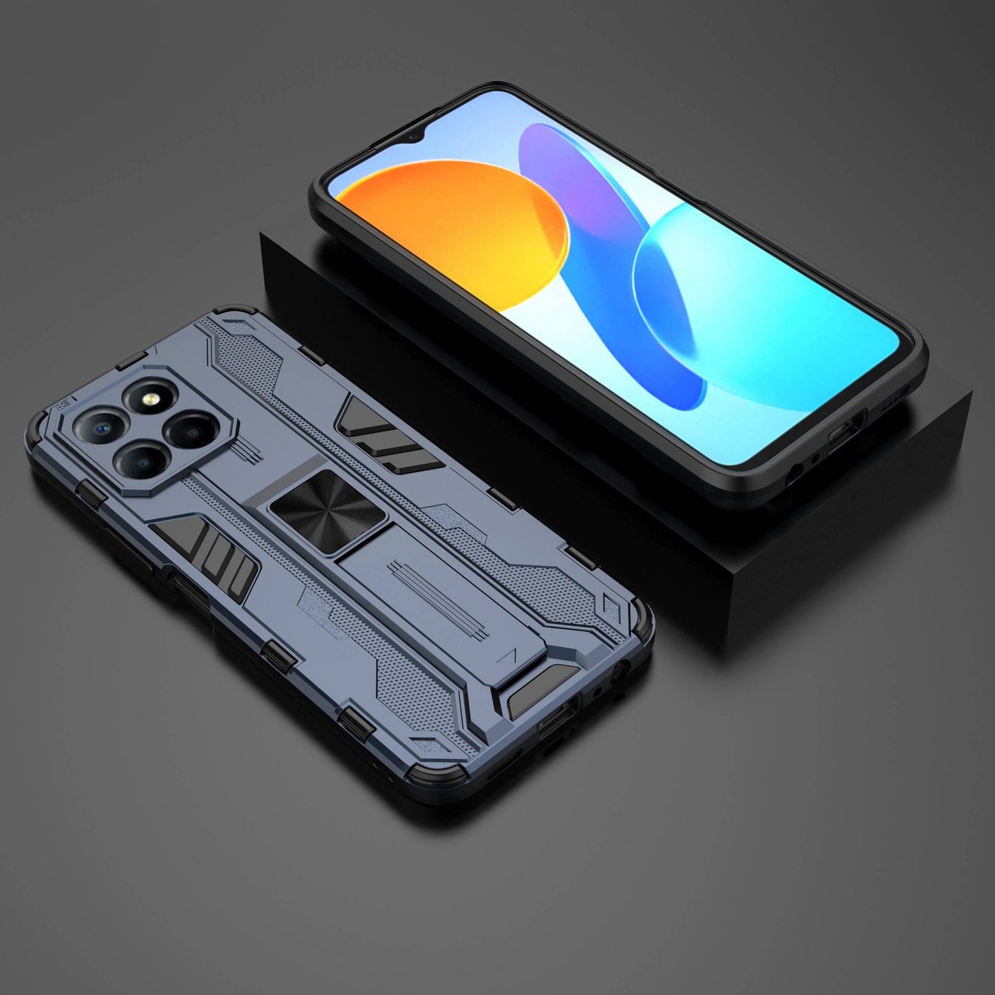 For Honor X8 5G Kickstand Phone Case Anti-drop Hard PC Soft TPU Shockproof Cover