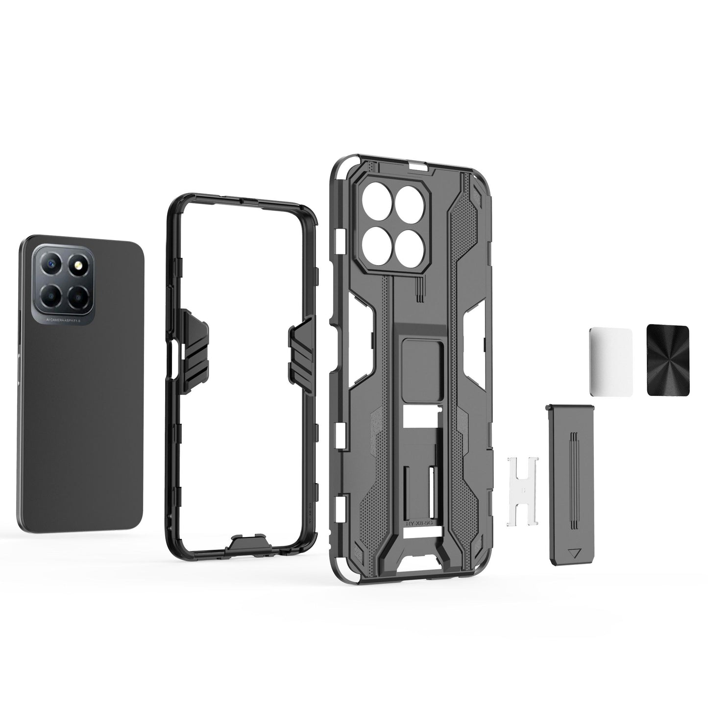 For Honor X8 5G Kickstand Phone Case Anti-drop Hard PC Soft TPU Shockproof Cover